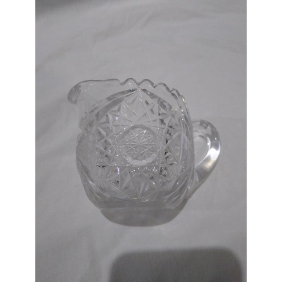 Vintage ABG hobstar cut crystal sugarbowl and creamer - Picture 5 of 7